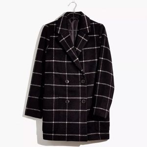 Madewell Hollis Double-Breasted Coat in Windowpane Sz M